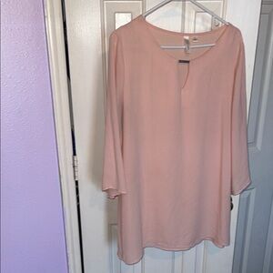 Tacera Pink 3/4 Sleeve Boxy Tunic Blouse